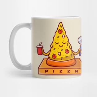 Cute Pizza Yoga Meditation Cartoon Mug